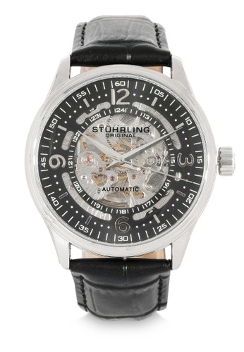 Stuhrling Original black and silver 3997 Quartz Date Watch & Cufflinks Set 8F999ACA4C2A41GS_1