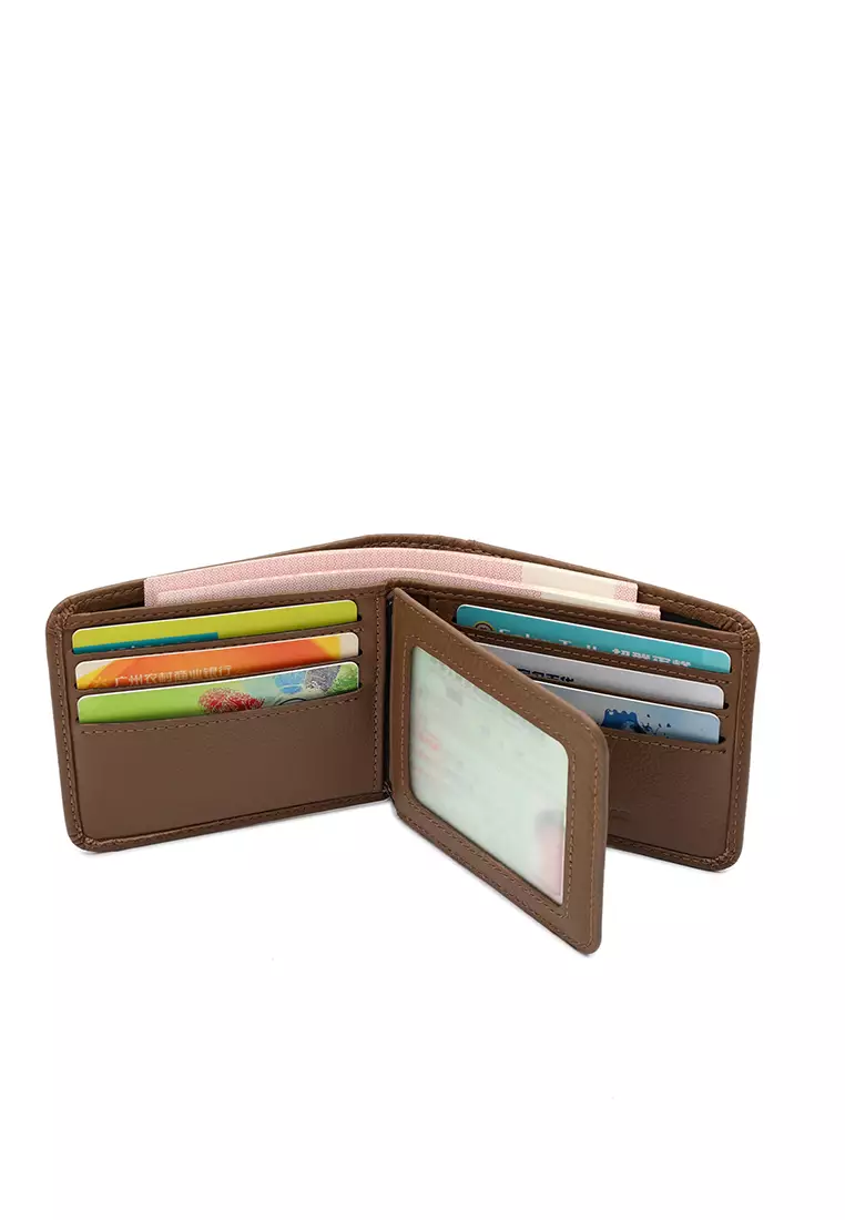 Men's RFID Genuine Leather Bi Fold Center Flap Short Wallet