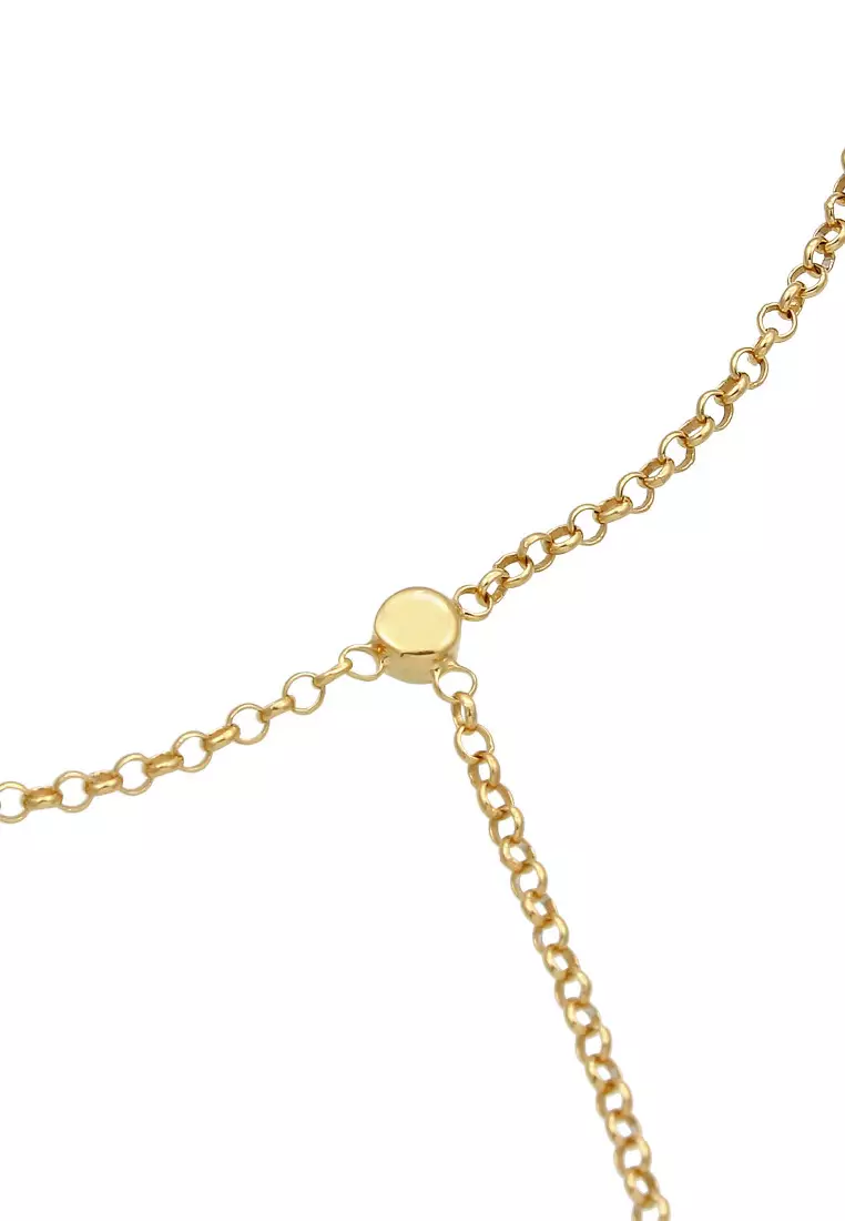 Gelang Perhiasan Perak 925 Wanita Handchain Basic Crystals Gold Plated