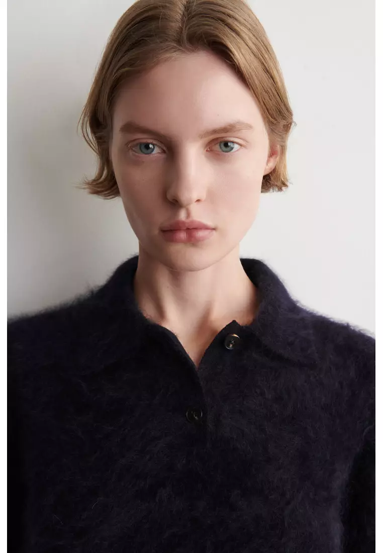 BRUSHED MERINO WOOL POLO JUMPER