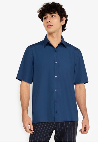 ZALORA BASICS blue Drawstring Short Sleeve Shirt F5E4CAA8BD1D7DGS_1