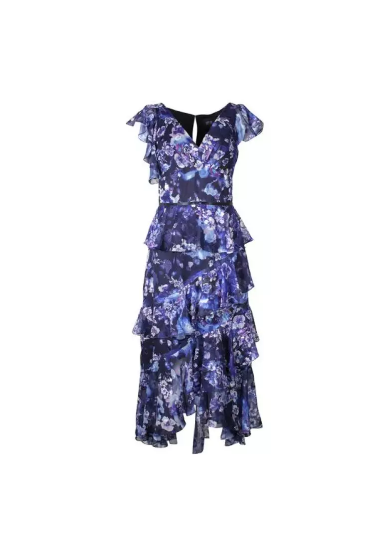 Marchesa notte blue floral dress discount