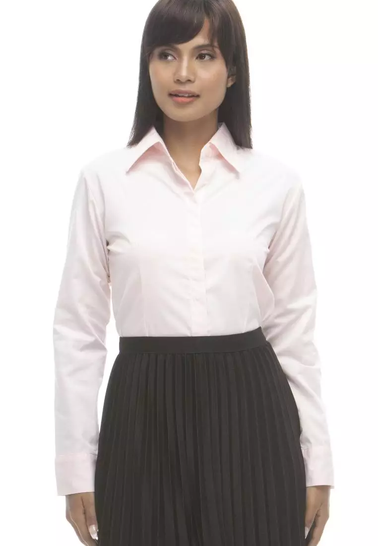Delaney Pinstripe Long Sleeve Office Blouse