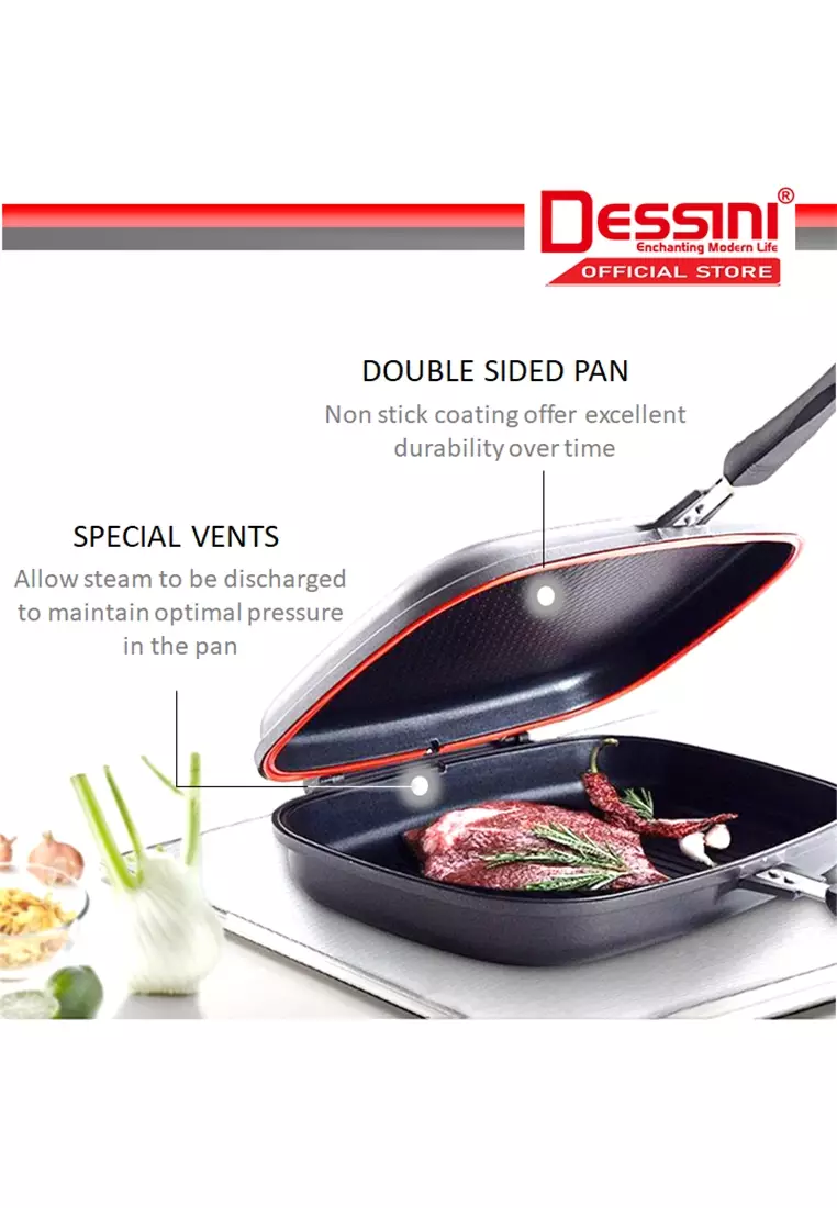 Dessini Magic Pan Double Grill Pemanggang Periuk Ajaib Two Sided Non-Stick  Coating 36cm & 40cm