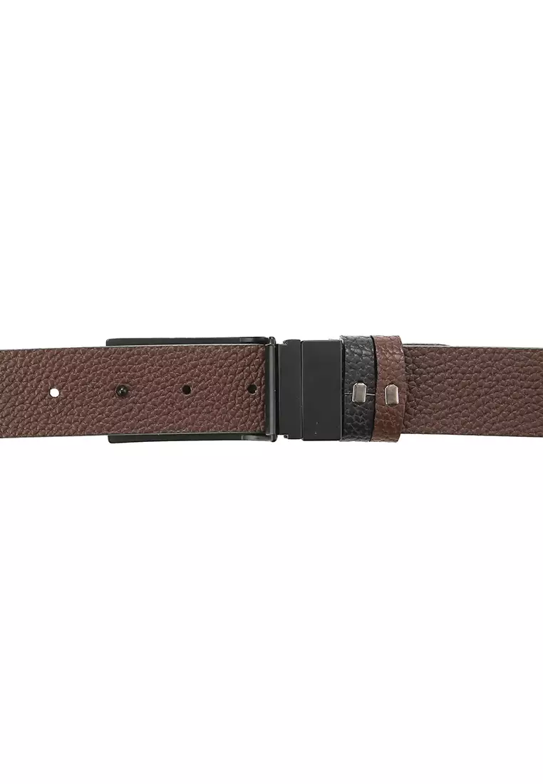 Admiral Plate Buckle Reversible Top Grain Leather Belt