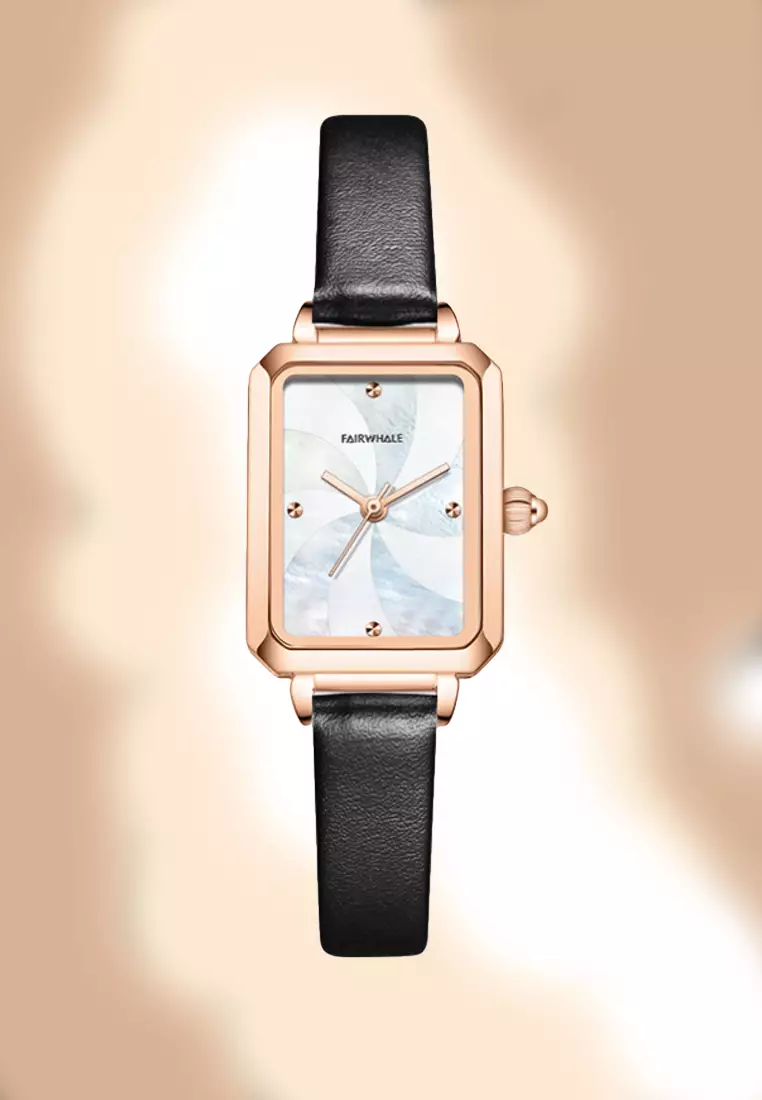 女士石英手錶，29 毫米，皮革錶帶