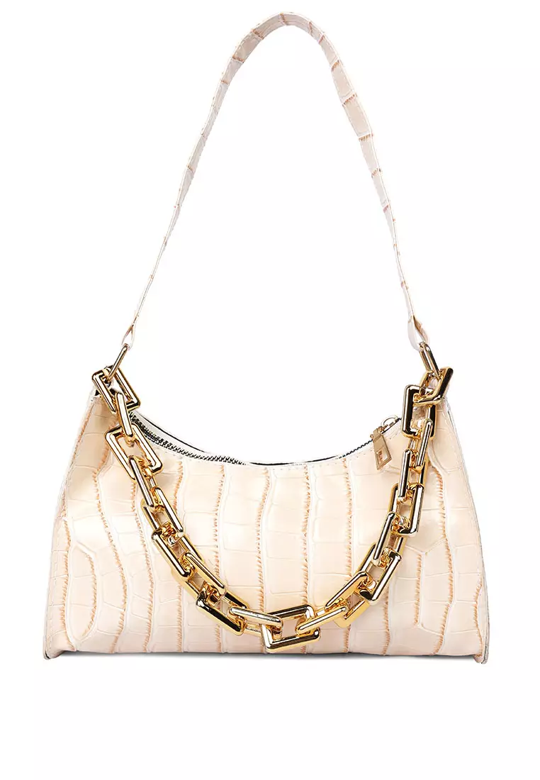 White croc baguette bag outlet