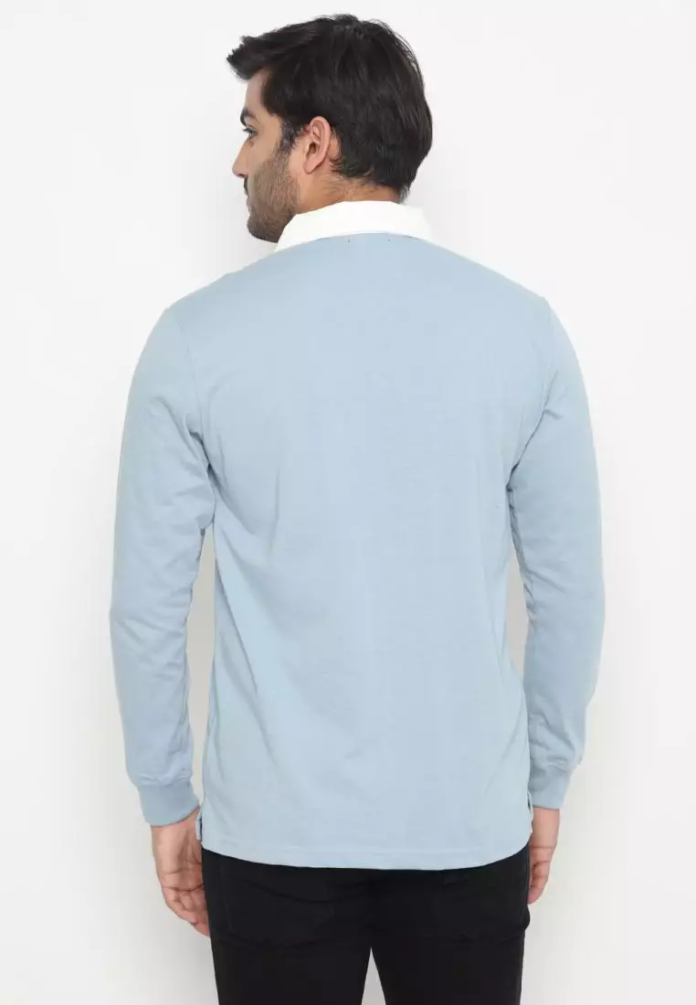 Matsuda Kaos Rugby Polo Shirt Pria Lengan Panjang Fujidera