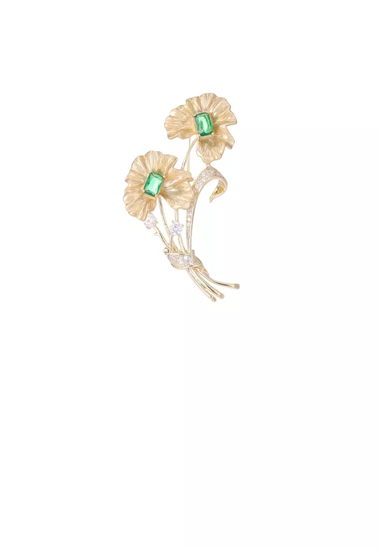 Gold hotsell flower brooch