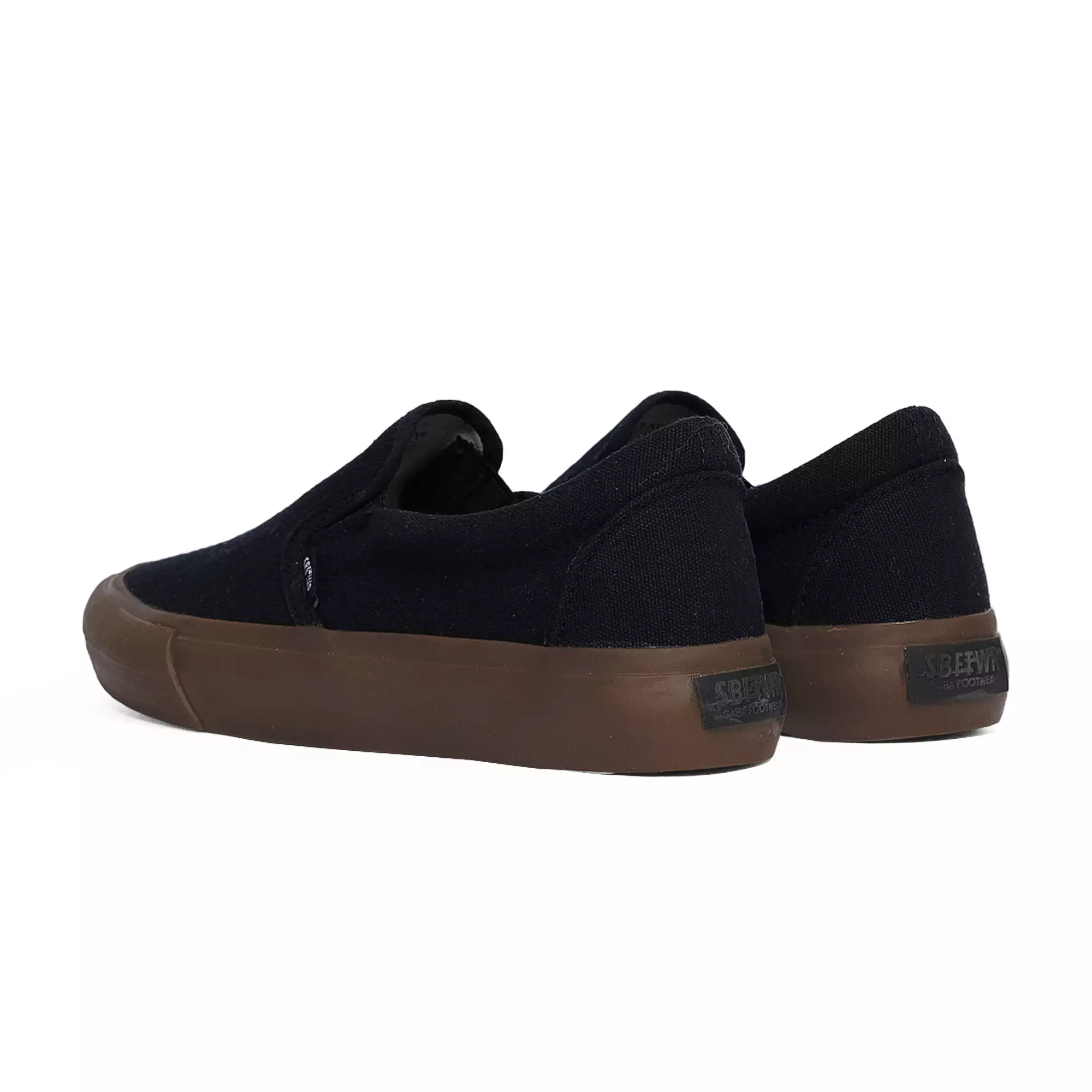 Saba Vintage Slip On All Black Dark Gum - Sepatu Sneakers Casual Pria Wanita
