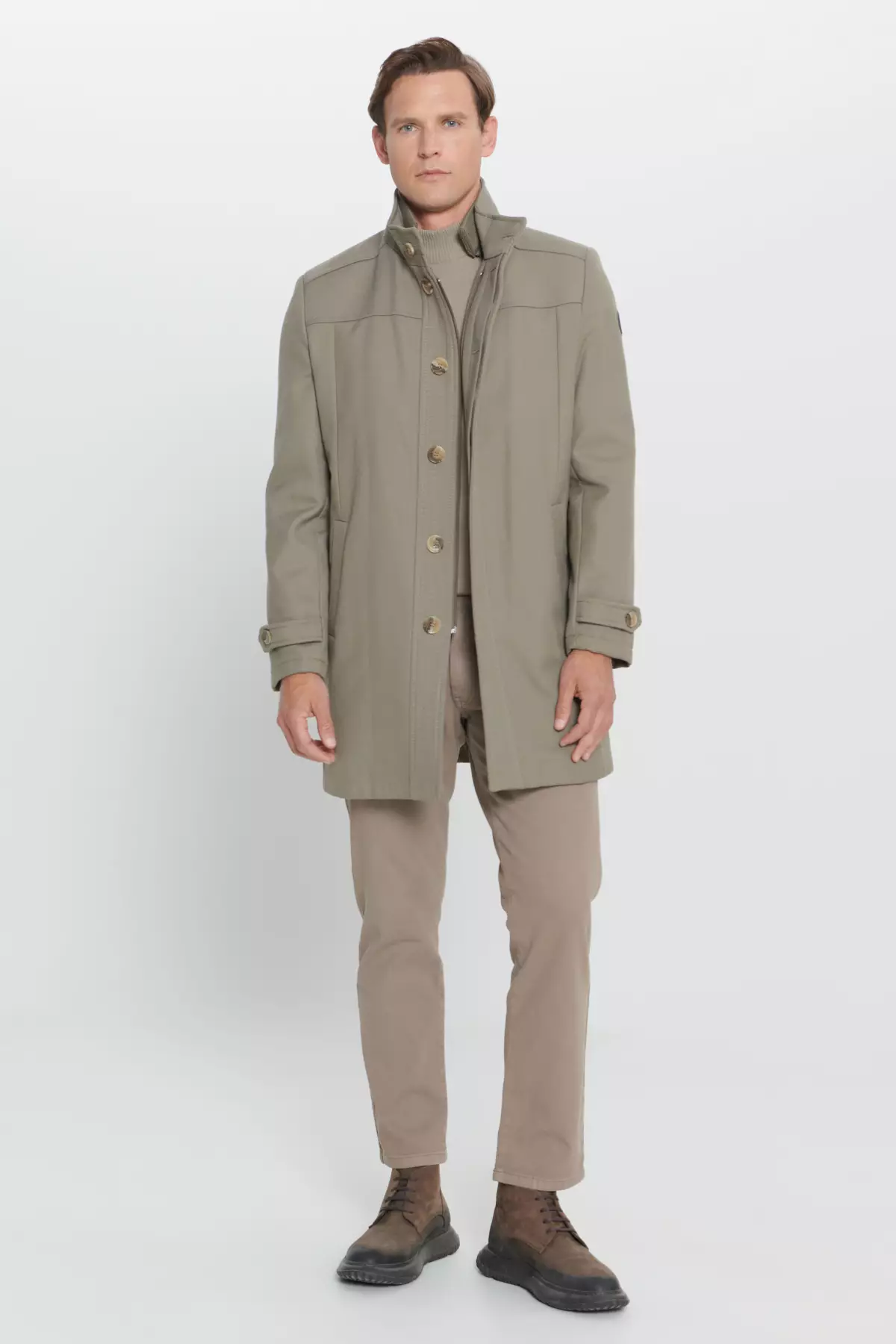 Stand Collar Woolen Coat