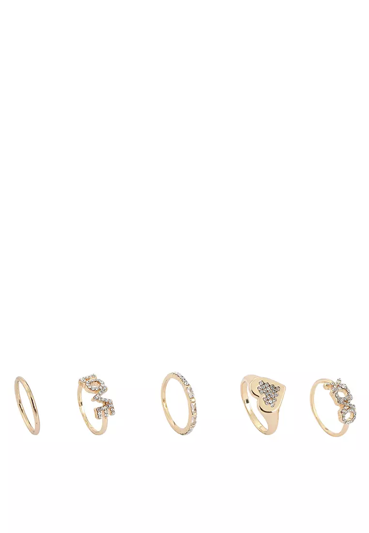 Silver Stone & Band Mix Ring Pack - Lovisa