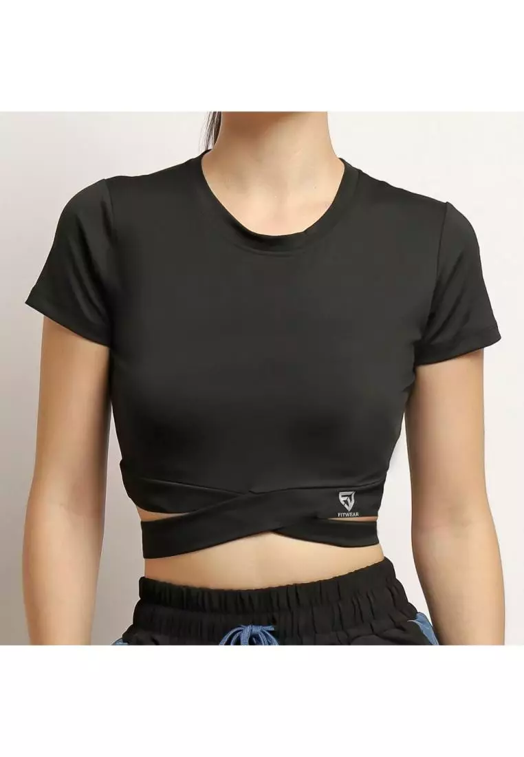 Fitwear - Croptop Wanita Dryfit VALERIE ROUNDCROSS JUMBO SHORT SLEEVE - BLACK