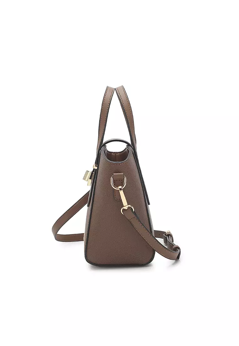 Women's Twist Lock Top Handle Bag / Sling Bag / Crossbody Bag (手拿袋 / 斜孭袋) - 棕色