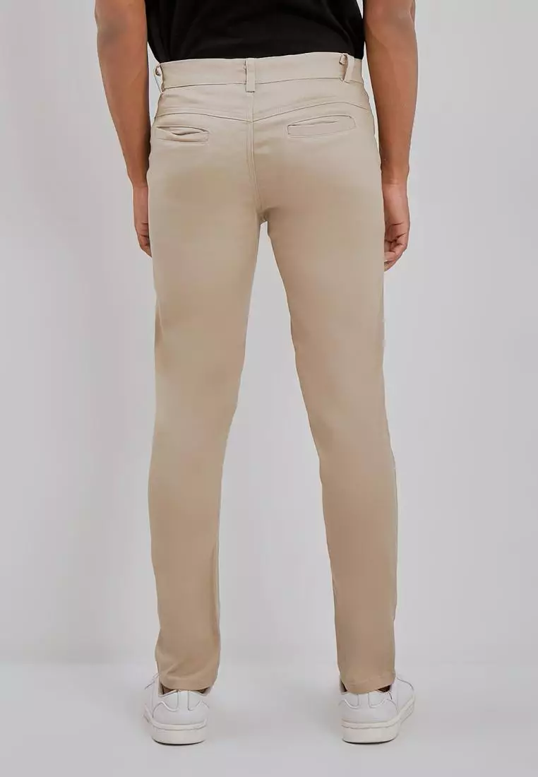 PAULMAY Celana Chino Pria Panjang Slim Fit - Khaki
