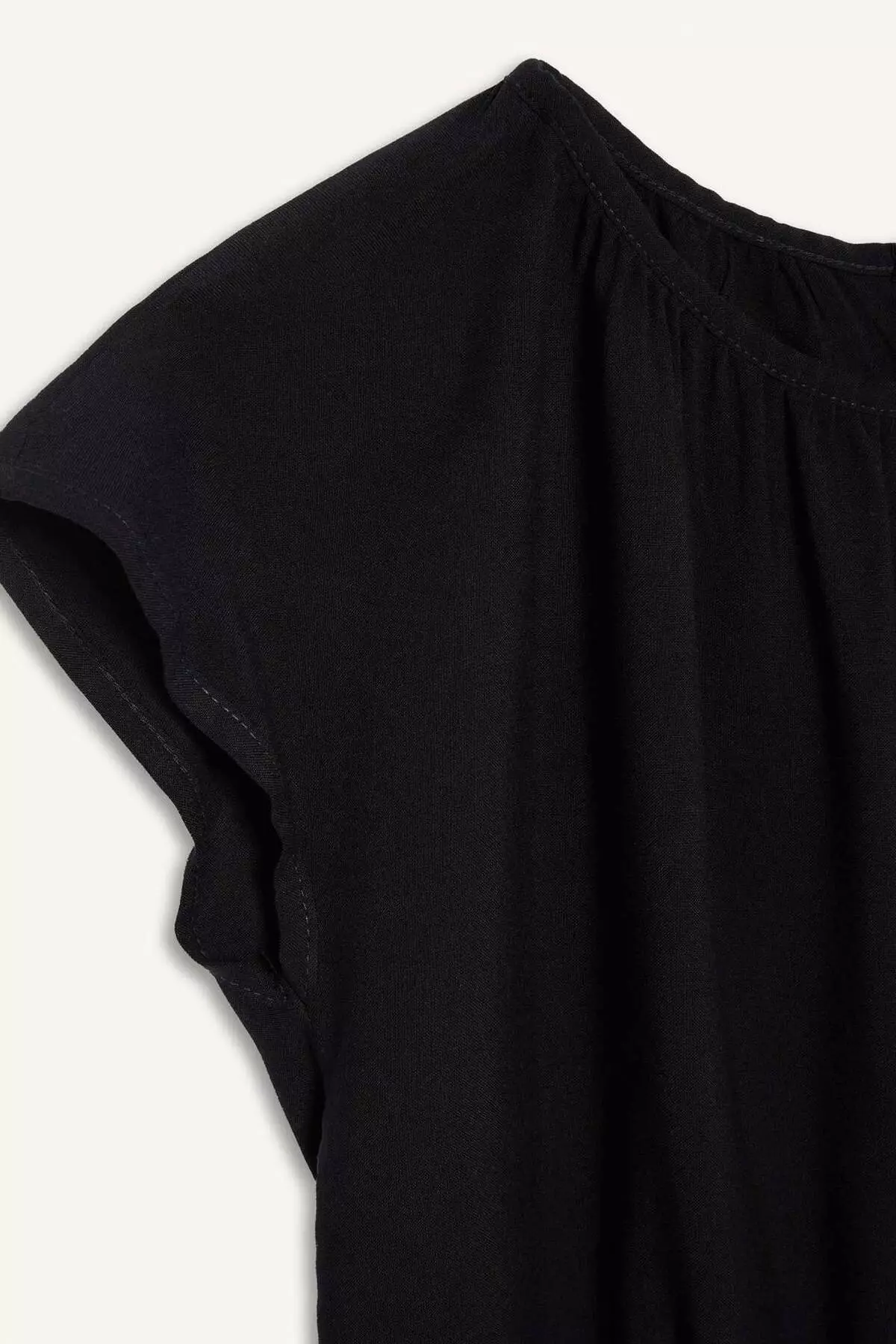 Girls' Round Neck Short Sleeve Black Blouse E6855A825Sm