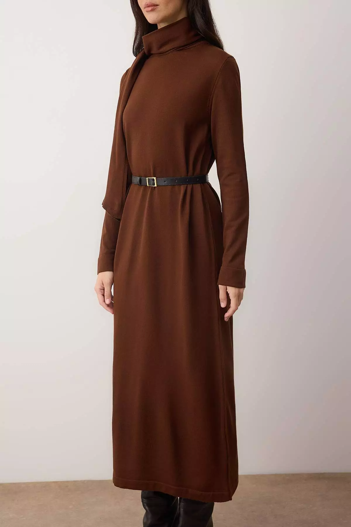 brown knitwear dress Rihoas Women's Bodycon Button-Front Sweater Dress, Brown / M main image 1