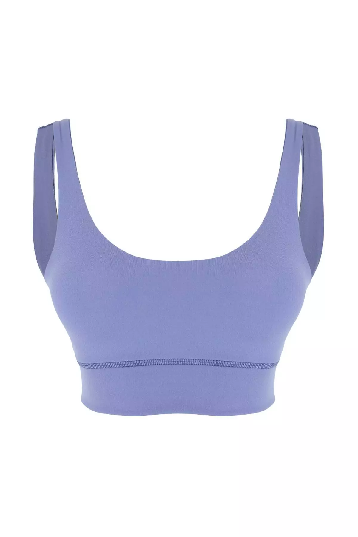 Blue Brushed Soft Fabric Supportive/Shape-Enhancing Thick Strap Knitted Sports Bra Thmss24Ss8