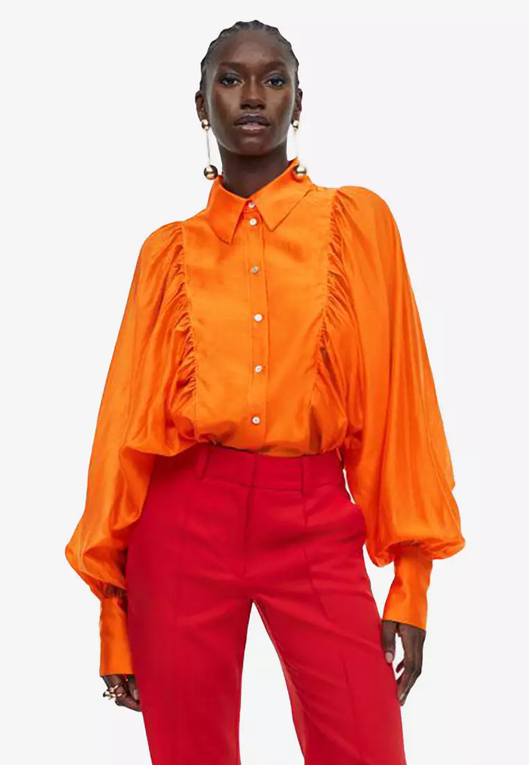 Orange dress blouse hotsell