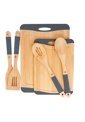 Slique Premium Kitchen Utensils & Cutting Board Set Of 6 Spoons And Turners  Bamboo Wood Silicone Handle Light-weight & Ergonomic Non-slip Edges And  Juice Dripper | ZALORA Philippines