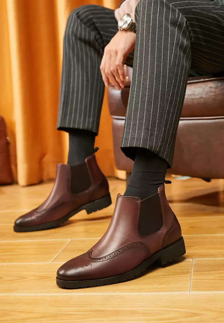 Brogue Grain Leather Chelsea Boot KB2032M188