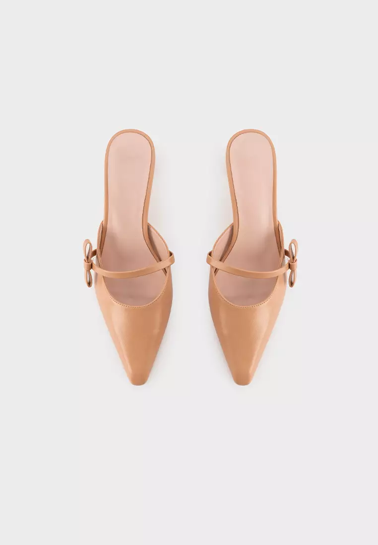 SCULPTURE HEEL MULE WITH BOW DETAIL