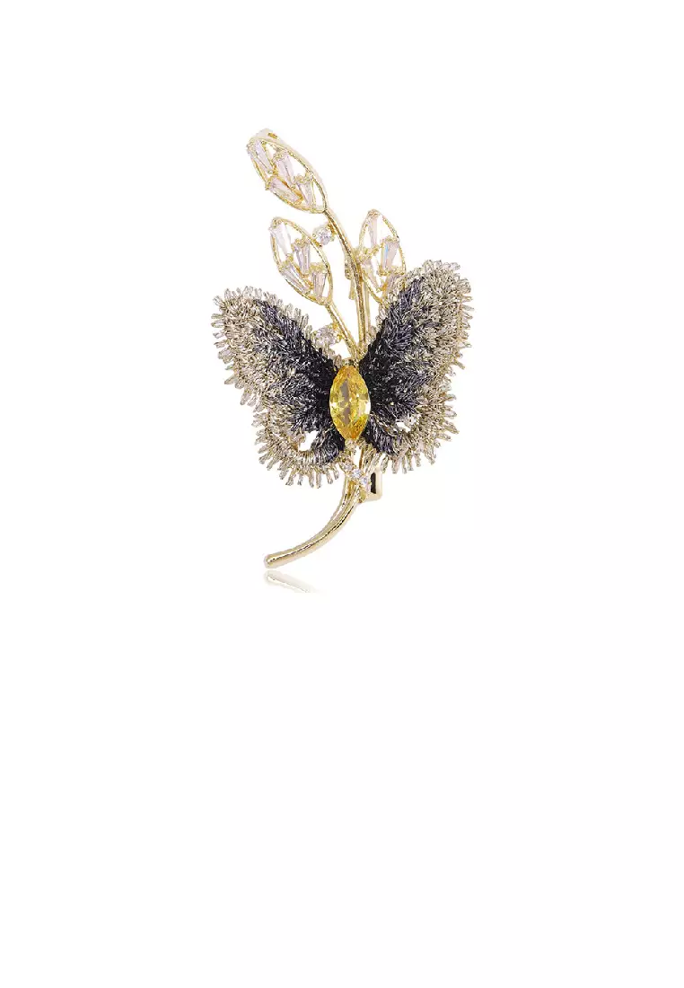 Gold butterfly brooch outlet