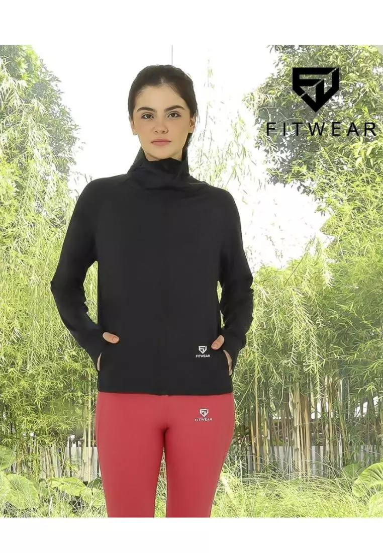 Fitwear - Jaket K-Style Anti UV Olahraga Wanita FLORYN UPF 50++ PJ POCKET - BLACK