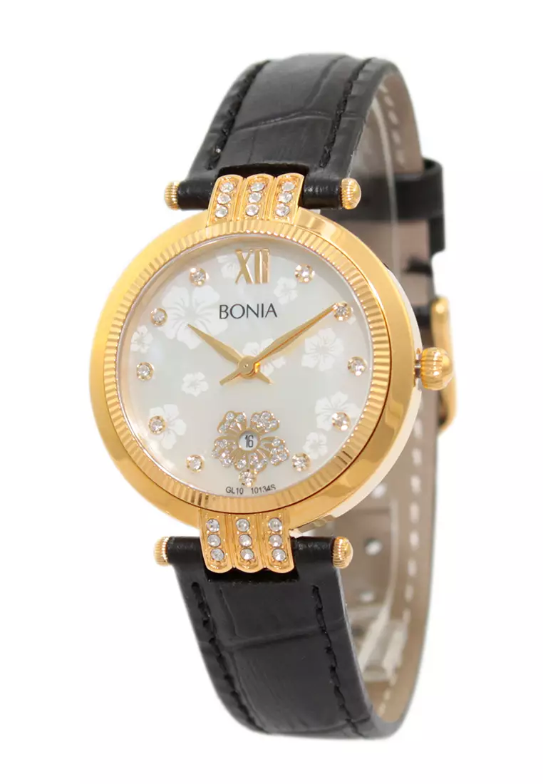 Bonia B10134-2213S - Jam Tangan Wanita - Black Gold