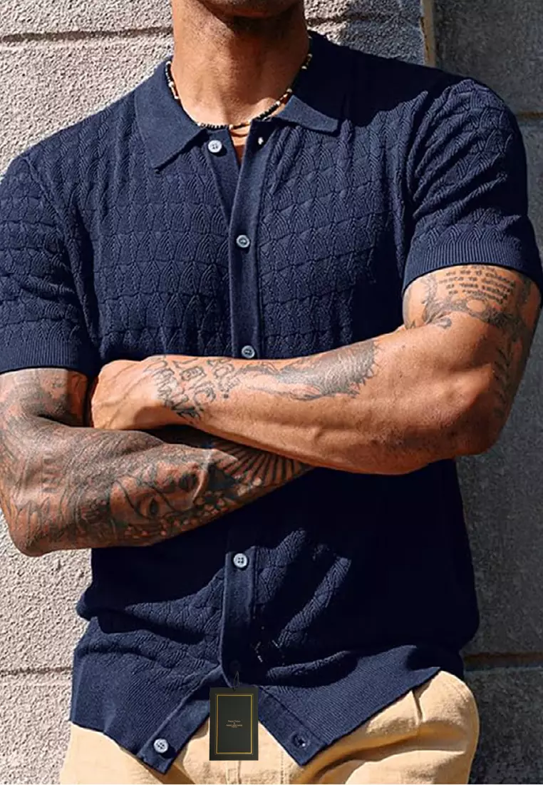 Buy HAPPY FRIDAYS Square Neck Jacquard Knit Cardigan SY0051 2025