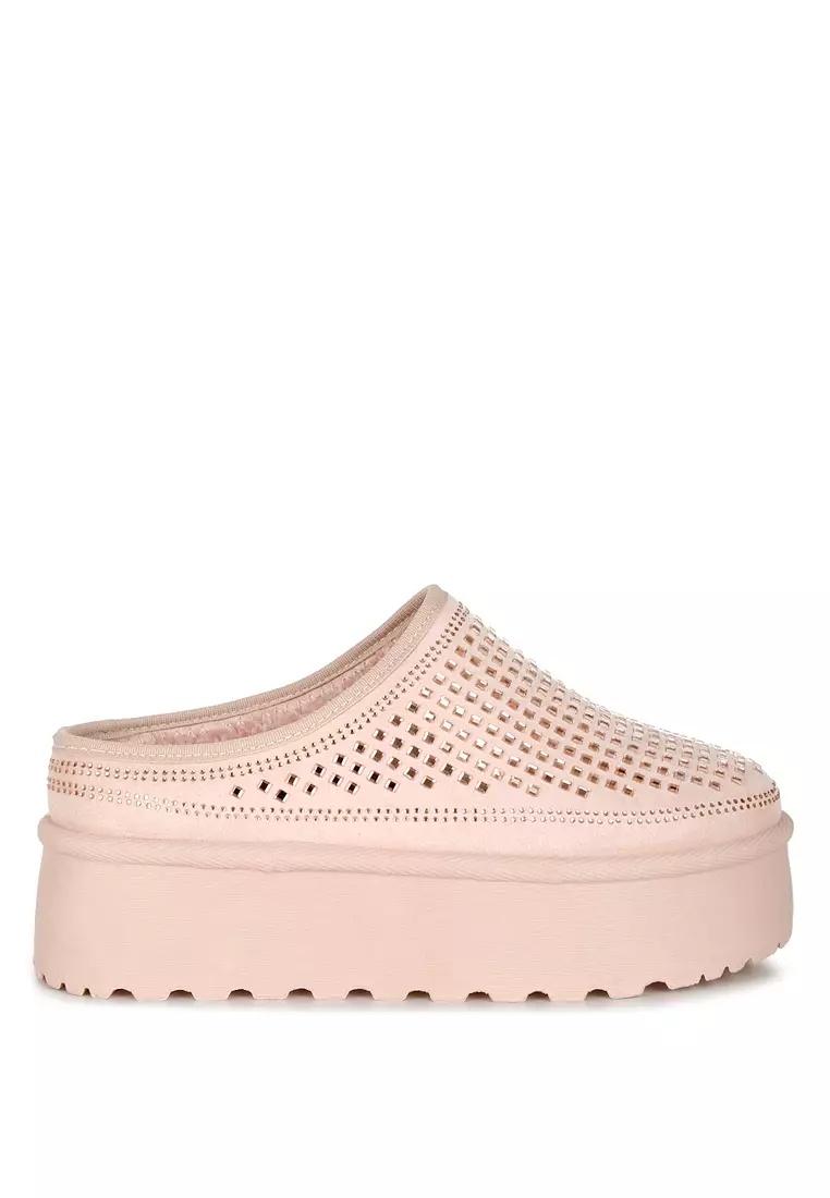Discount on London Rag  shoes - SKU: Pink Rhinestones Embellished Platform Classic Slip-On