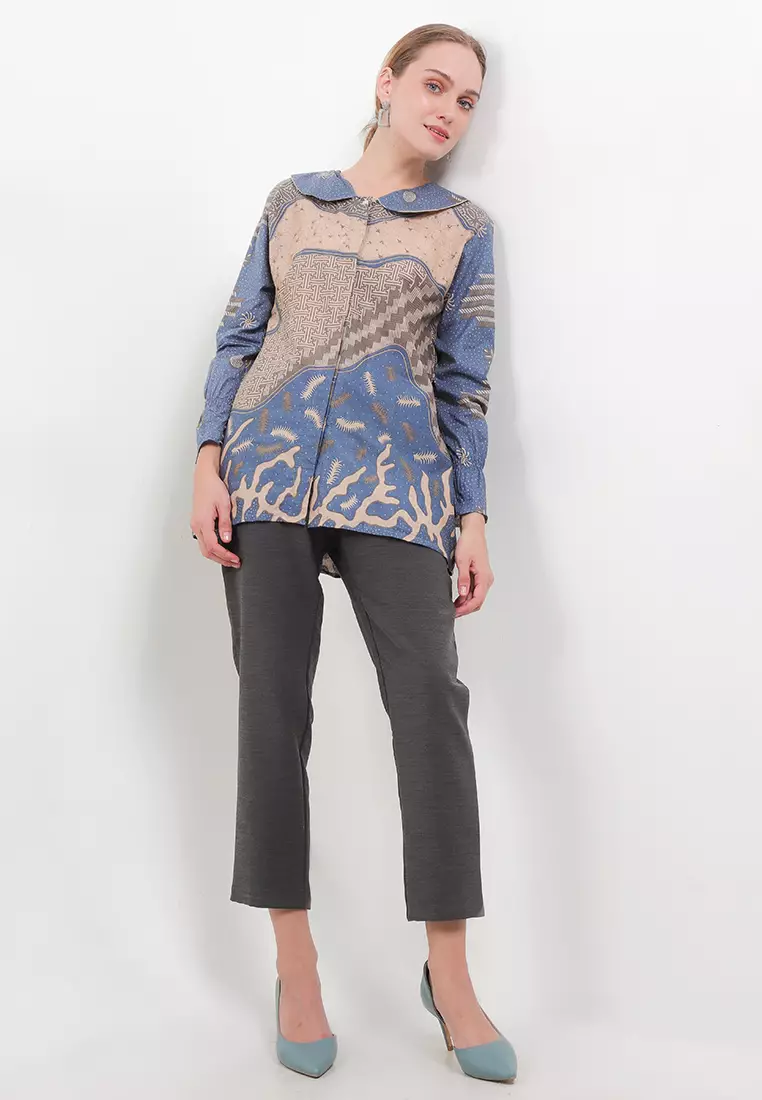 Evano Blouse Batik Exclusive Premium Wanita Casual Modern