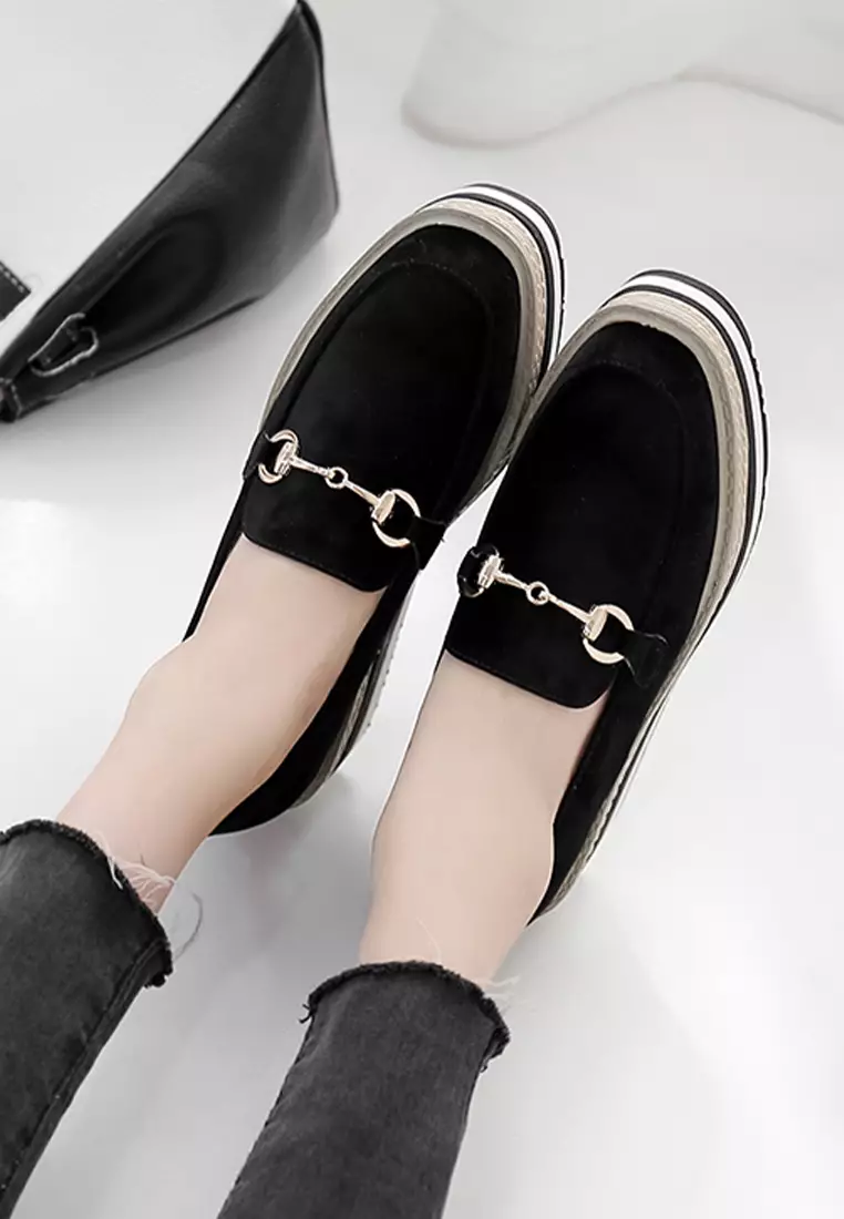 British Style Ferrule Round Toe Flatform Shoes LW1837