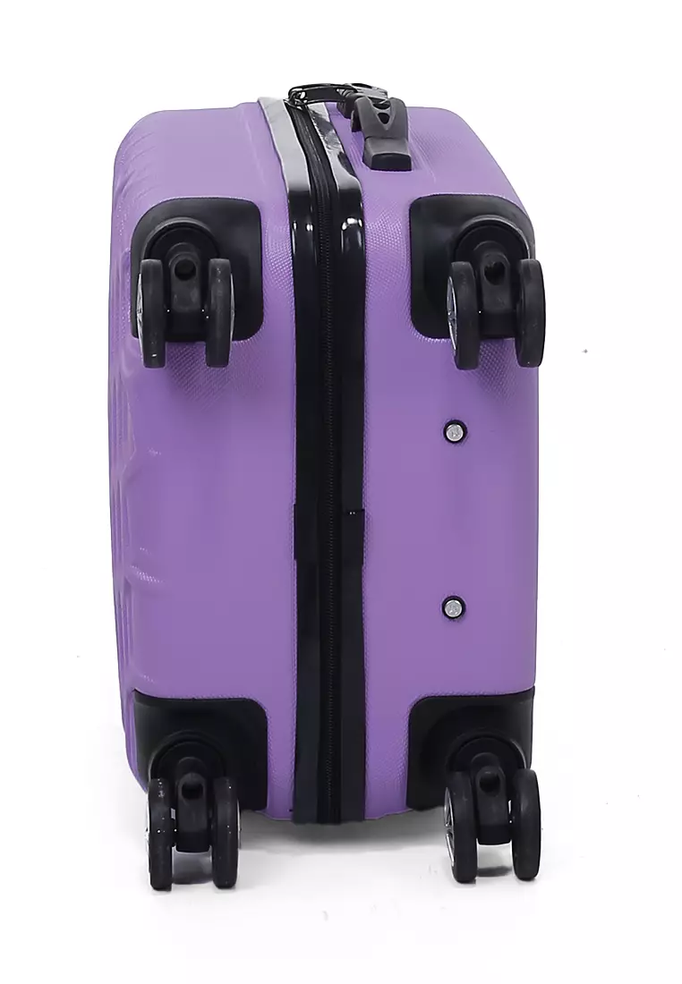 Carlton Koper Hardcase Desain Hexagon Size 20 Inch Suitcase Unisex with Rear Compartment Rubber Slot Material ABS+PVC Coated ORIGINAL - Lilac