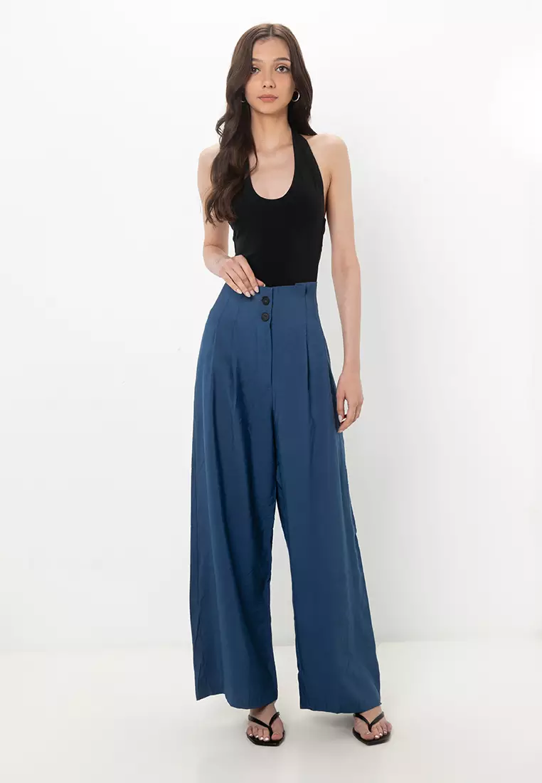 【BERSHKA】WIDE RUSTIC ベルシュカ ワイドパンツ Bershka wide leg rustic double cloth trousers in brown | ASOS