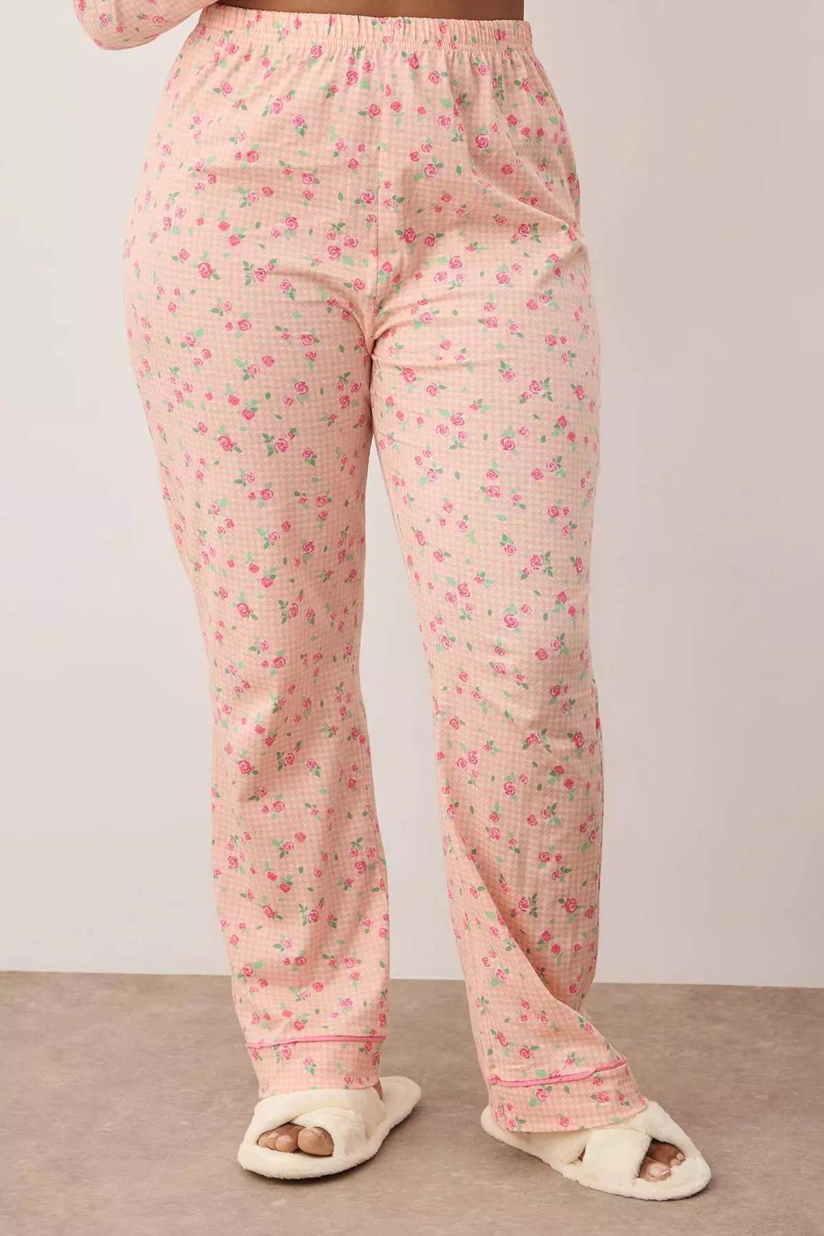 Pink 100% Cotton Floral Knitted Pajama Set Tbbaw26Ai00007