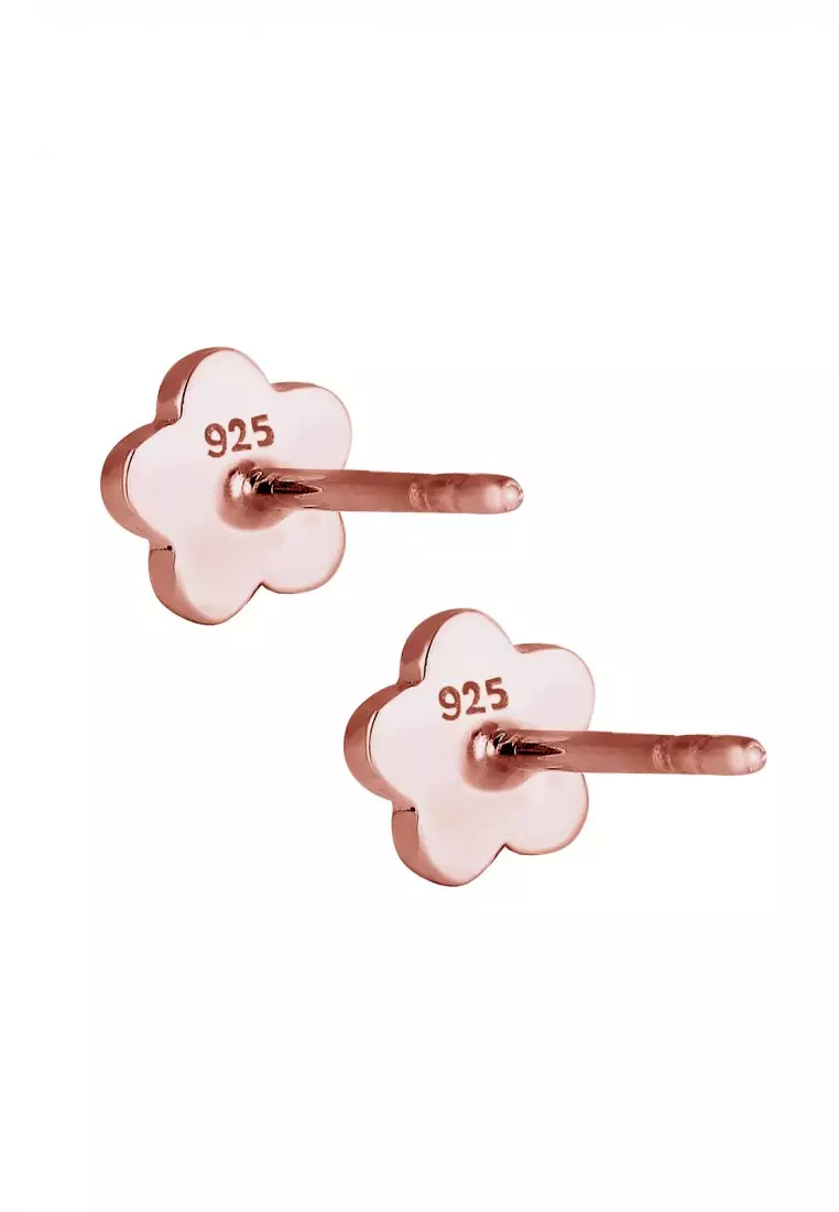 Anting Earrings Perak 925 Lapis Rose Gold Anak Bunga