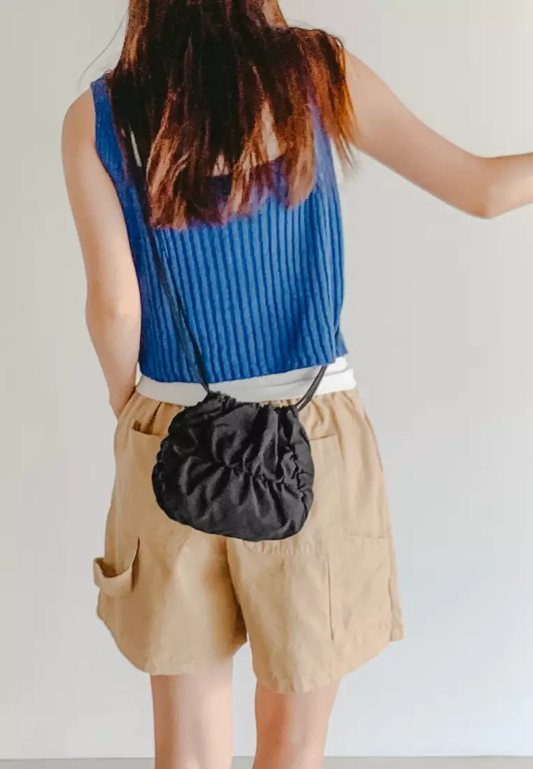 POPCORN BALL Nylon Crossbody Bag Black