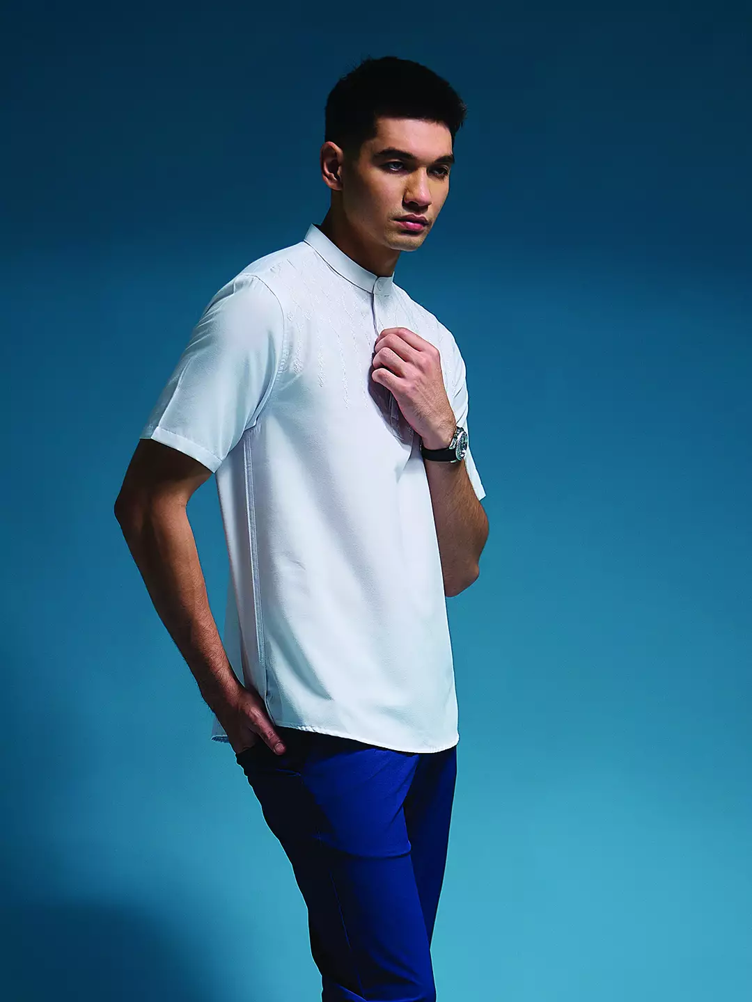 OXCON Kemeja koko Tangan Pendek Bordir Baiq Putih