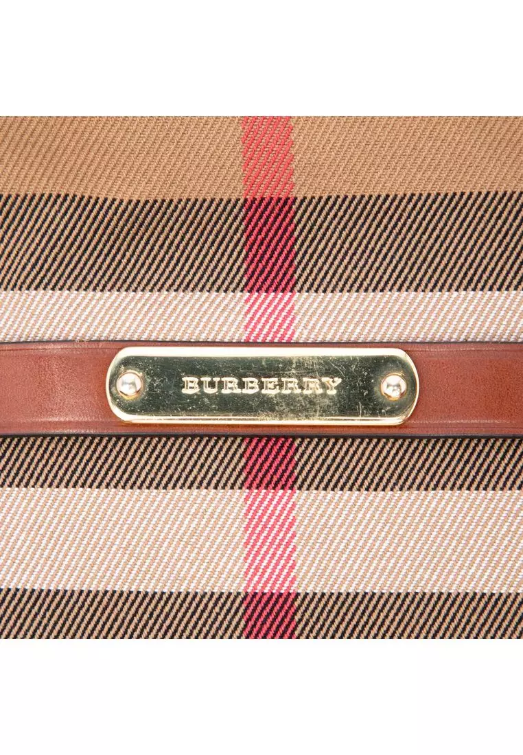 Pre-Loved Burberry Medium House Check Canvas Bridle Orchard Handbag