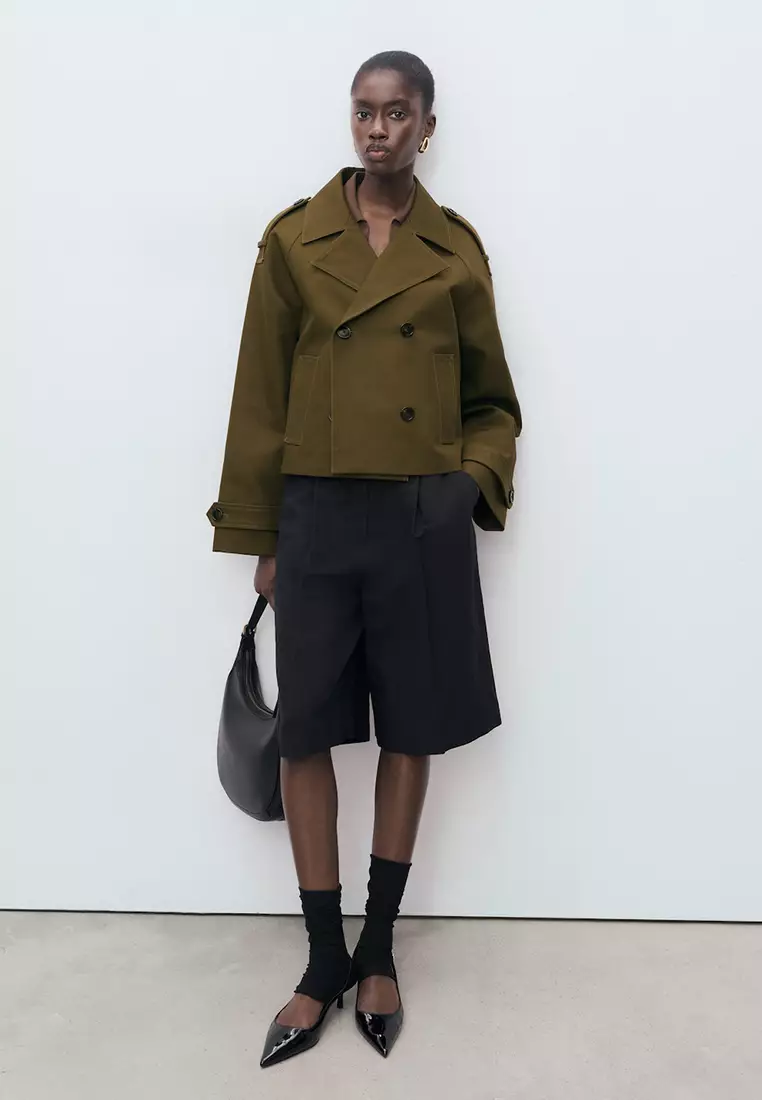 Oversized Short Double-Button Trench Coat