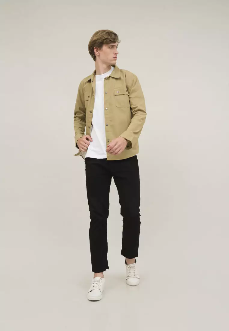 Jaket pria parka unisex jacket trucker cream flamingo houseofcuff