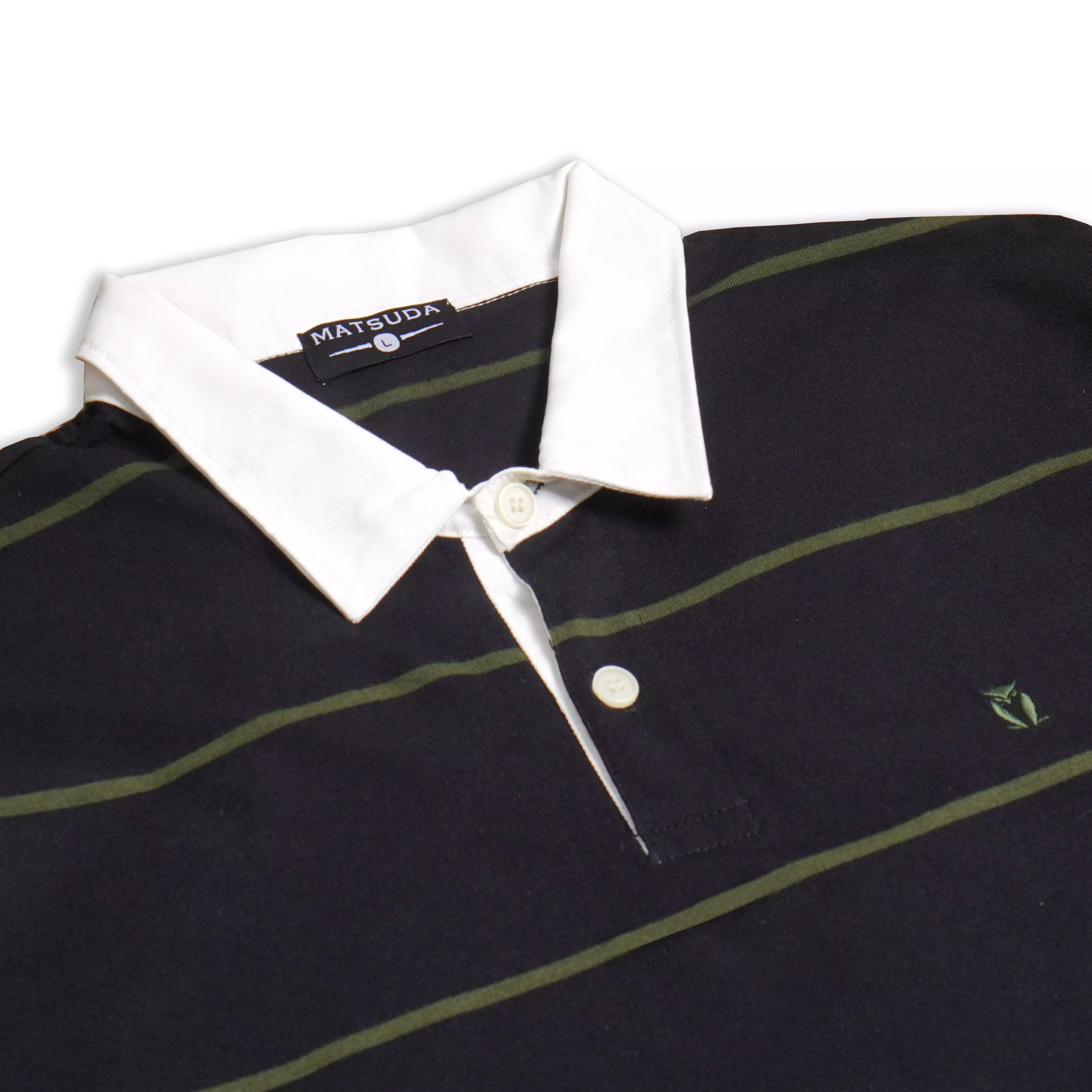 Matsuda Kaos Rugby Polo Shirt Katun Pria Lengan Panjang Tsuyama Black