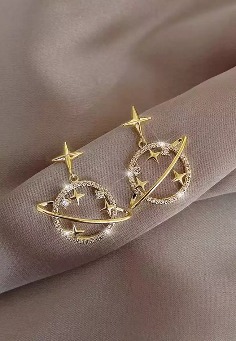 Anting Wanita Titanium Korea Style Planet Design Anting Cewek Original Earrings