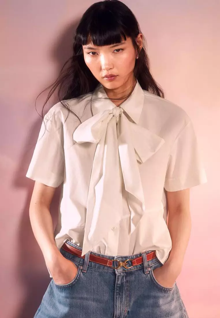 Short-Sleeve Asymmetric Blouse