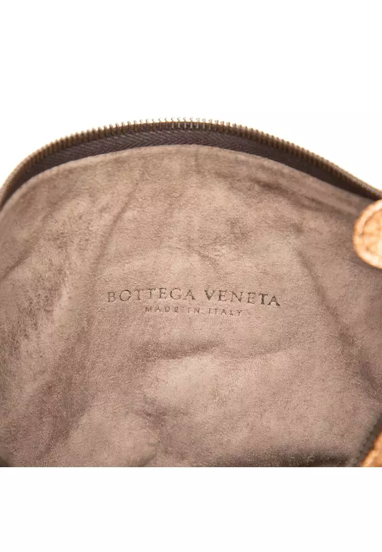 Pre-Loved Bottega Veneta Intrecciato Trimmed Metallic Leather Crossbody