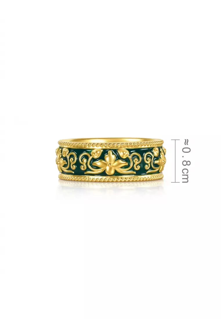 999 Gold Cultural Blessings Ethnic Element  Ring for Women (Size: 17, Diameter 18mm) 95631R