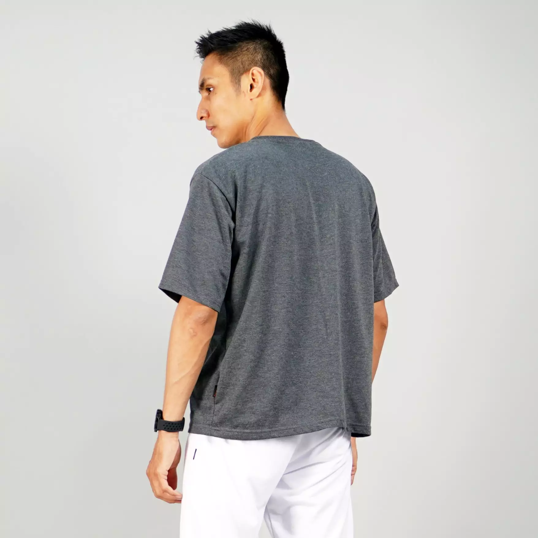 GEORGE Basic T-Shirts Pria Lengan Pendek Kaos Casual TShirt For Men - ABU TUA
