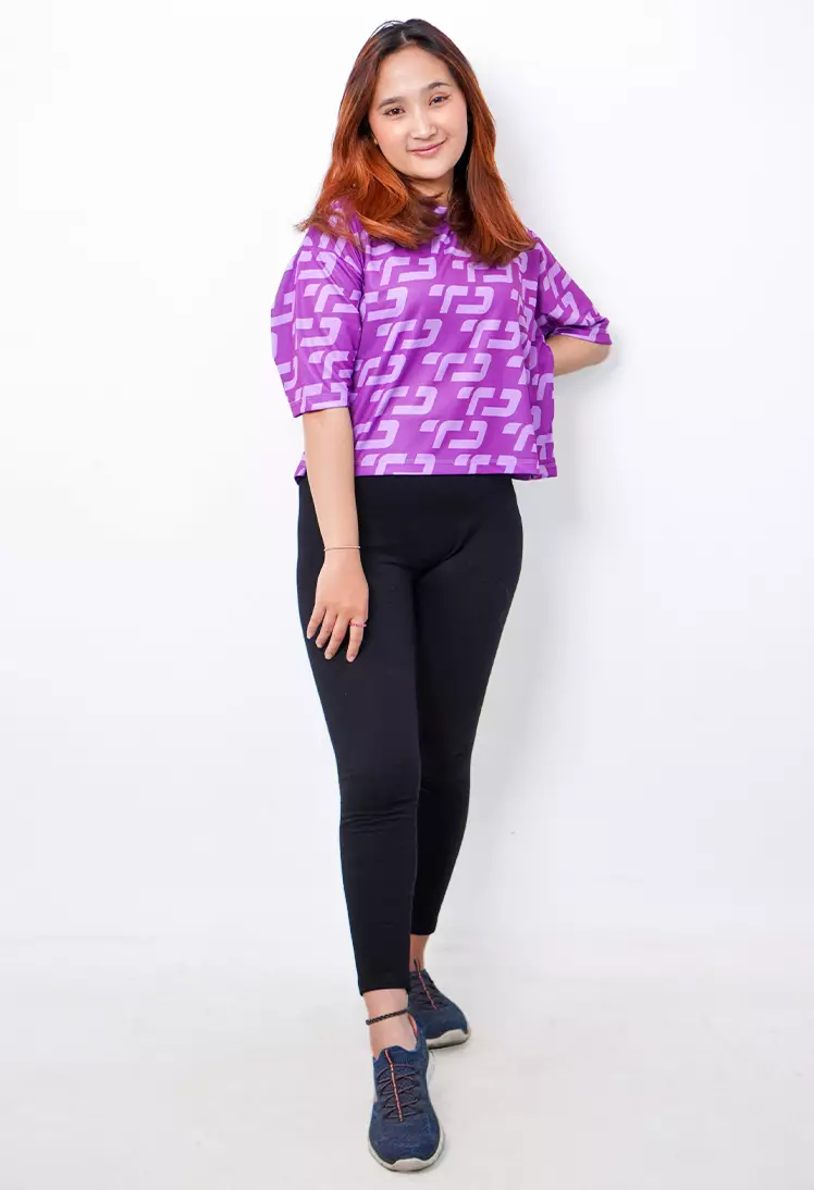LSB31 baju olahraga wanita crop top oversize big size gym aerobic zumba poundfit senam ungu purple