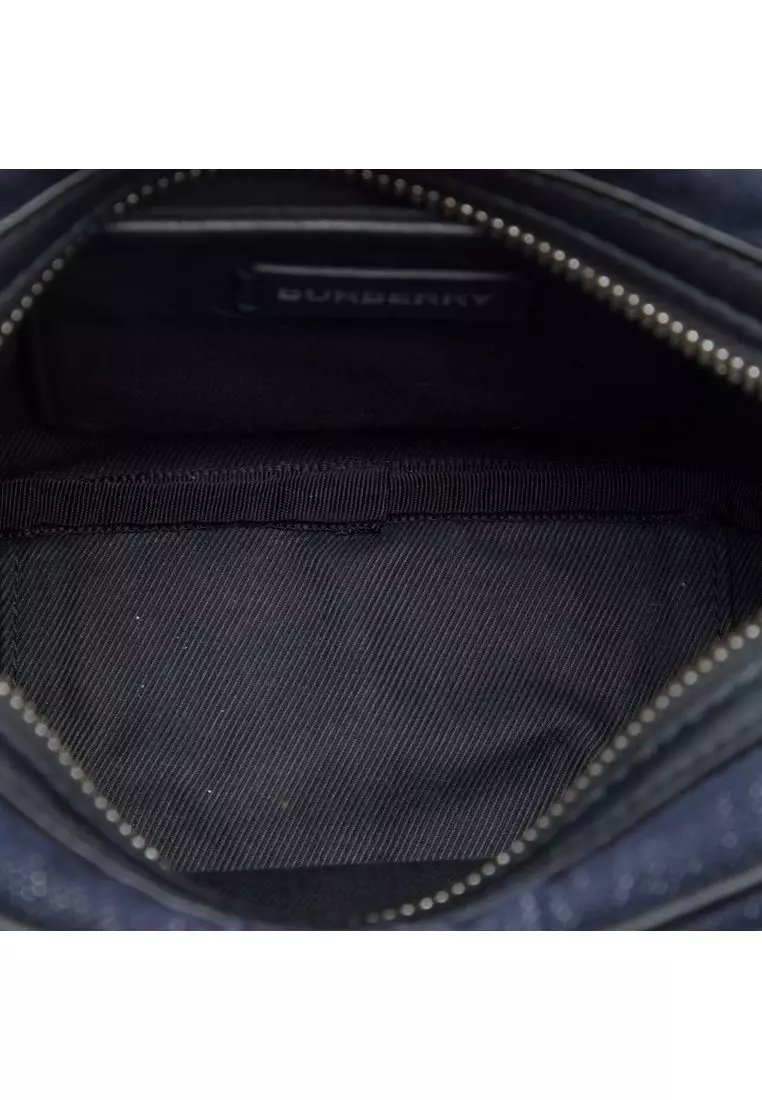 Pre-Loved Burberry Denim Tb Logo Kids Star Camera Bag